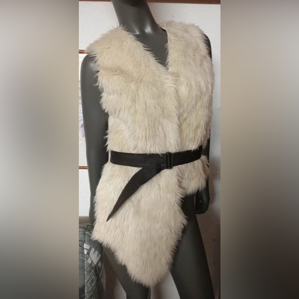 IKKS: Faux Fur Vest with Brown Belt